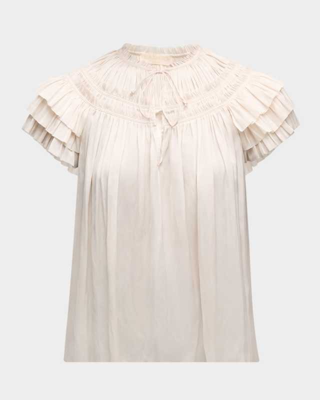 Elvie Ruched Ruffle Top